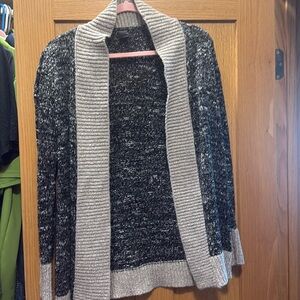 Grey and beige medium long cardigan